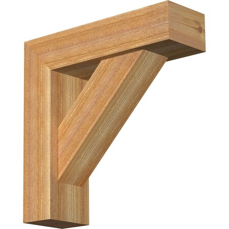 Ekena Millwork Traditional Block Rough Sawn Bracket w/ Offset Brace, Western Red Cedar, 6"W x 20"D x 20"H BKT0604X20X20TRA05RWR